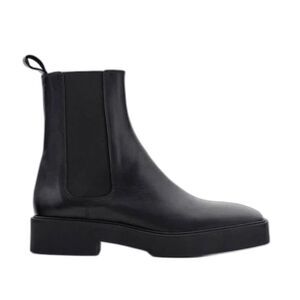 Zara Black Leather Square Toe Chelsea Boots Size EU 38 US 7.5 New With Tags